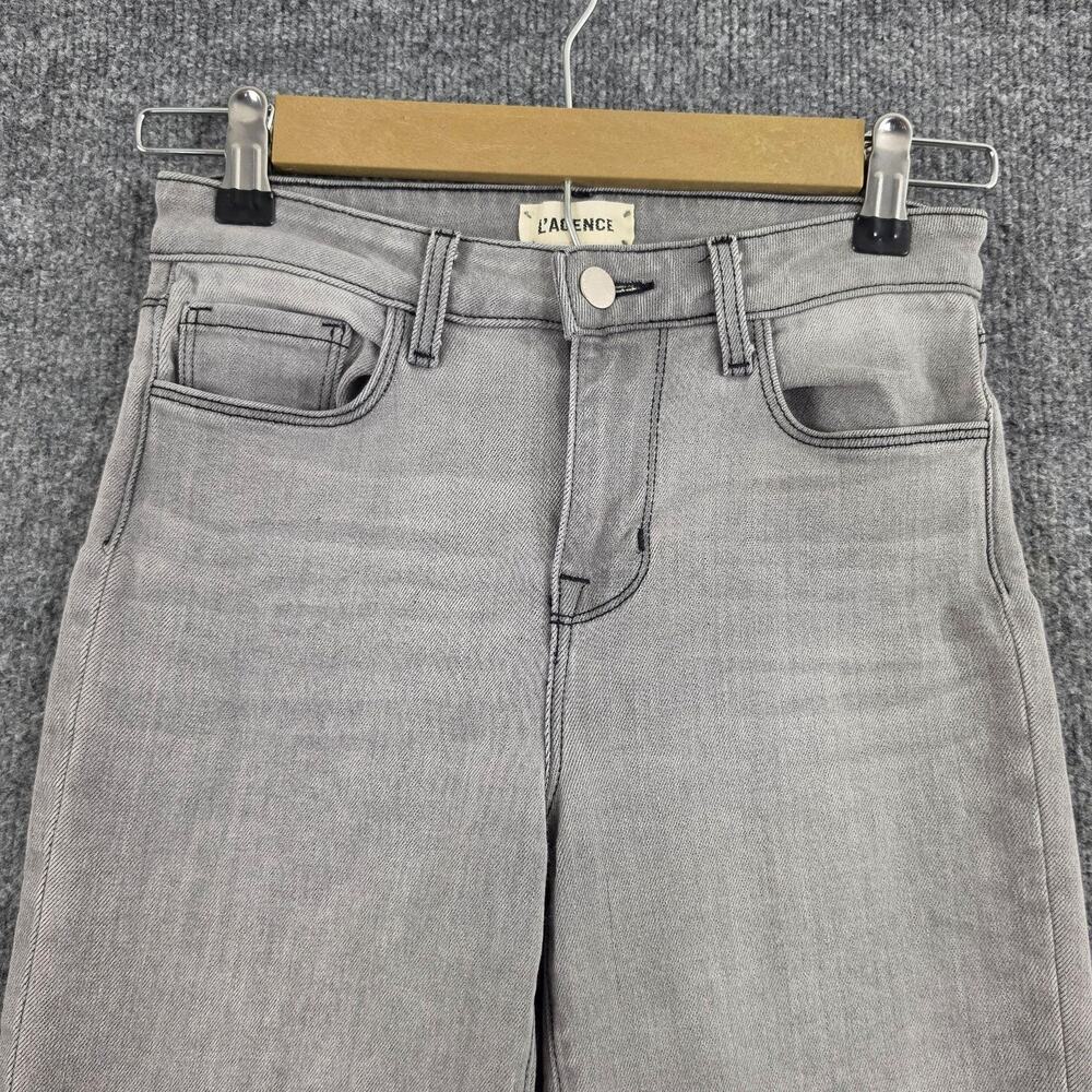 L Agence Jeans 24 Kendra High Rise Cropped Flare Grey Denim Casual Chic Work - Picture 2 of 13